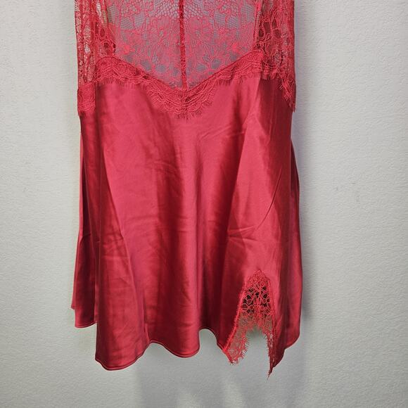 NEW Victorias Secret Set Chemise Nightie XL V-String Panties L Red Lace Satin - Picture 5 of 14